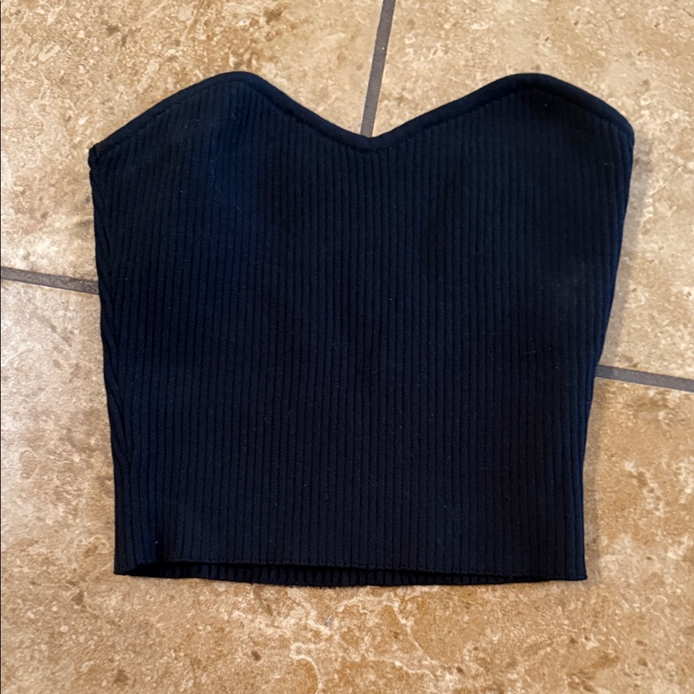 Forever 21 Black Ribbed Crop Top